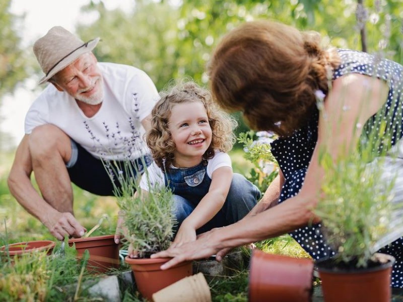 family in the garden